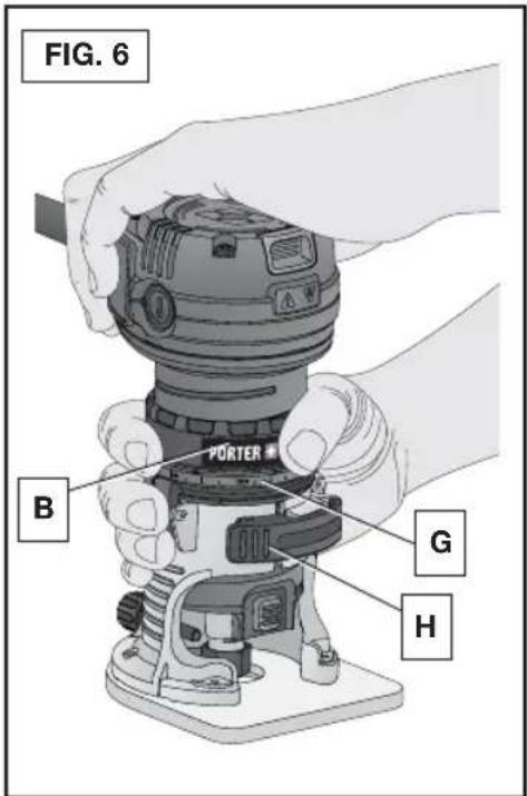 Porter-Cable PCE6430 - AJUSTE DE LA PROFUNDIDAD DEL CORTE (FIG. 6) - 1