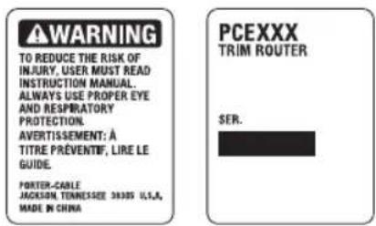 Porter-Cable PCE6435 - REEMPLAZO DE LAS ETIQUETAS DE ADVERTENCIA - 2