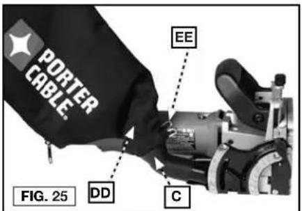 Porter-Cable 557 - ATTACHANT LE SAC À POUSSIÈRE (FIG. 25) - 1