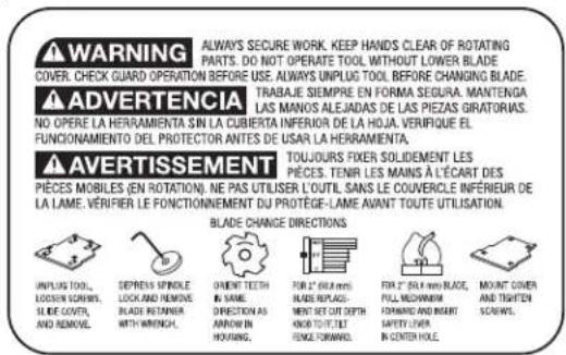 Porter-Cable 557 - WARNING LABEL REPLACEMENT - 1