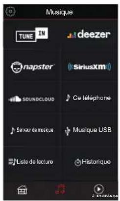 DENON AVCA110 - Appuyez sur l'onglet "Musique" pour sélectionner une source musicale. - 2