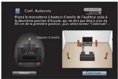DENON AVCA110 - Disposez le microphone de mesures et de configuration à la position 2, sélectionnez "Continuer", puis appuyez sur ENTER. - 1
