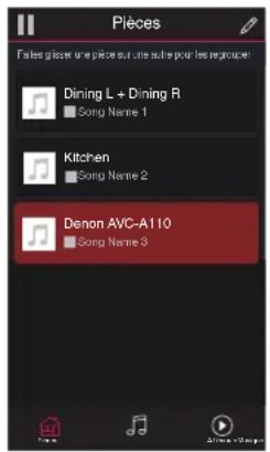 DENON AVCA110 - Appuyez sur l'onglet "Pièces" et sélectionnez "Denon AVC-A110" s'il existe plusieurs produits avec HEOS intégré. - 2