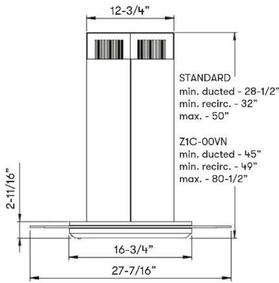 Zephyr Verona ZVNE42BG - Hood Specifications - 2