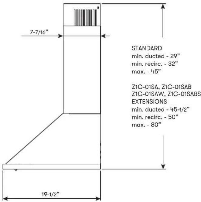 Zephyr Anzio ZANM90DBS - ZSA Hood Specifications - 3