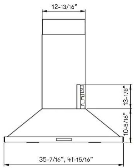Zephyr Napoli ZNAE42DS - Hood Specifications - 1