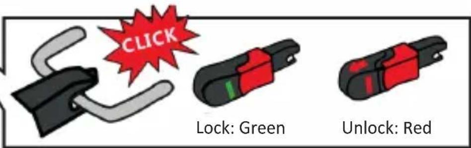 CLICK Lock: Green Unlock: Red