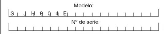 Modelo: S | J | H | 9 | 0 | 4 | E | N° de serie: