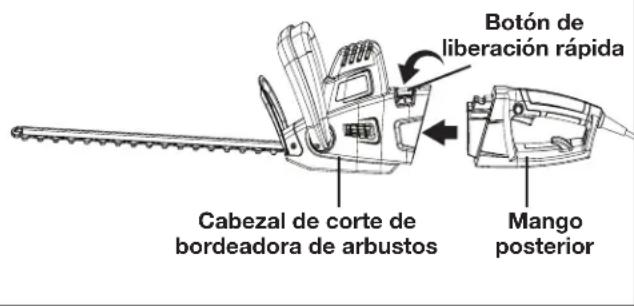 Botón de liberación rápida Cabezal de corte de bordeadora de arbustos Mango posterior