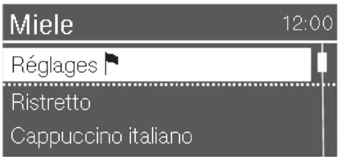 MIELE CVA 7370 - Sélection d'un menu et navigation dans un menu - 1