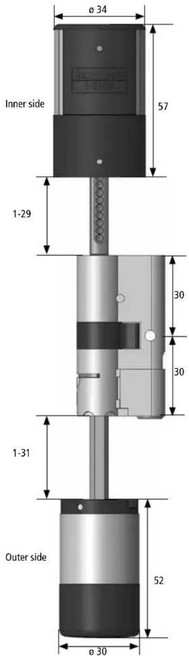 Burg Wächter secuENTRY easy plus 5651 - Dimensions secuENTRY easy plus Cylinder - 1