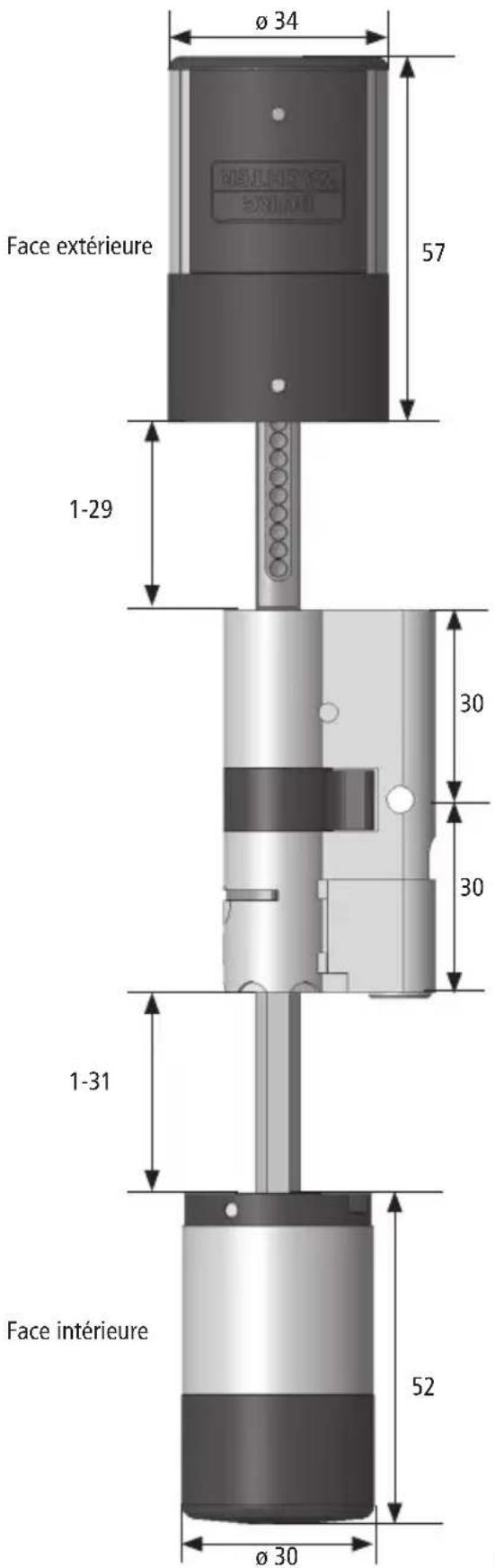 Burg Wächter secuENTRY easy plus 5652 - Dimensions du cylindre secuENTRY easy plus - 1