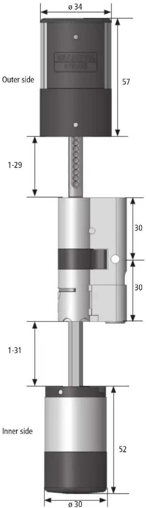 Burg Wächter secuENTRY easy plus 5652 - Dimensions secuENTRY easy plus Cylinder - 1
