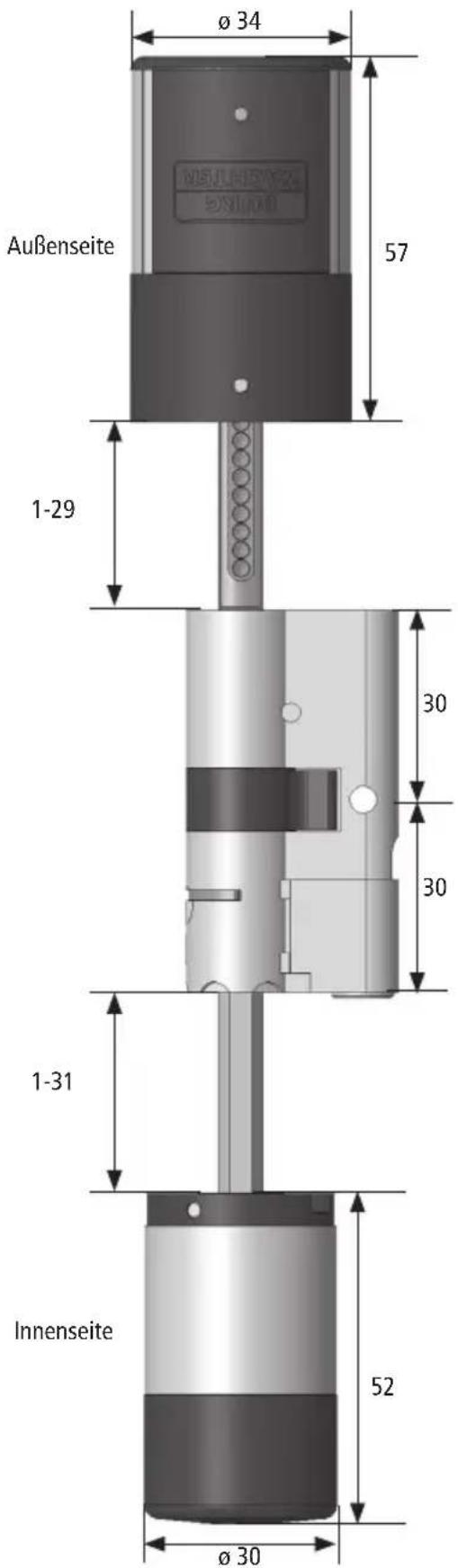 Burg Wächter secuENTRY easy plus 5652 - Maße secuENTRY easy plus Zylinder - 1