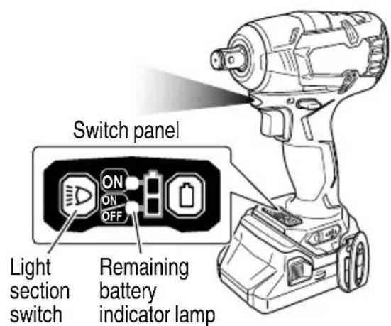 HiKOKI WR 18DBDL2 - How to use the LED light - 1
