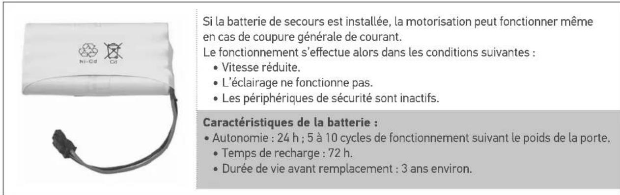SOMFY GDK 700 - Raccordement de la batterie de secours - 1