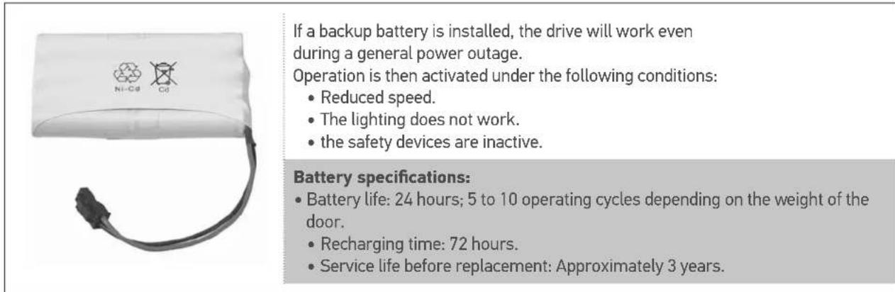 SOMFY GDK 700 - Connecting the back-up battery - 1