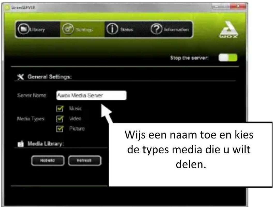 AwoX Striim SLCW13 - De applicae opent het venster Sengs: - 1