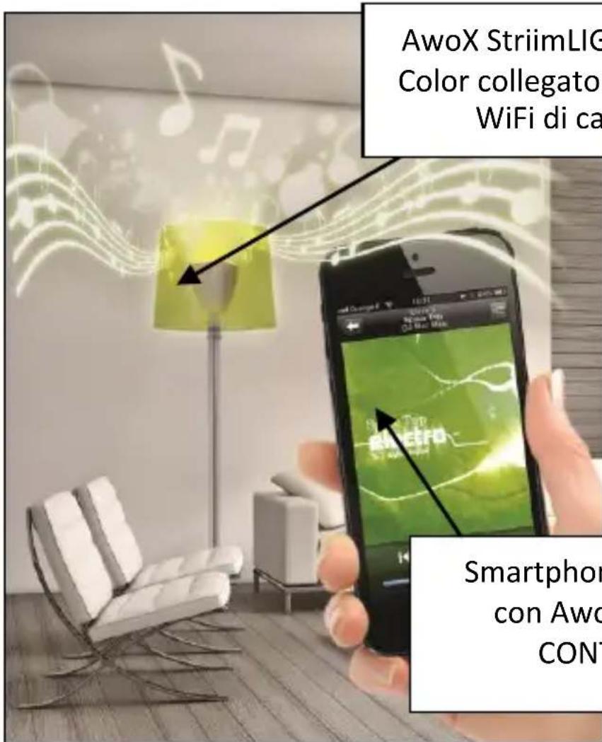 AwoX StriimLIG Color collegato WiFi di ca Smartphor con Awo CON™