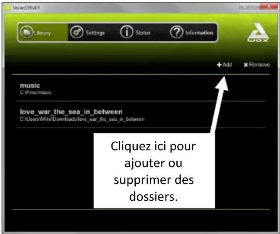 Cliquez ici pour ajouter ou supprimer des dossiers.