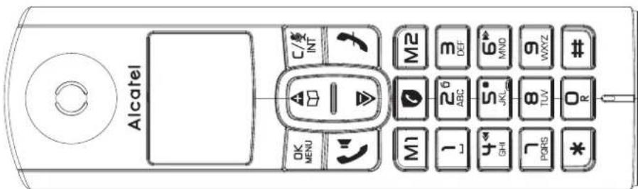 Alcatel OK MENU C/# INT M1 2 6 ABC 3 DEF 4 GHI 5 JKL 6 MNO 7 PQRS 8 TUV 9 WXYZ * 0 R