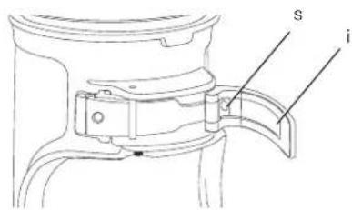 Technical diagram of a mechanical component with labeled parts S and i