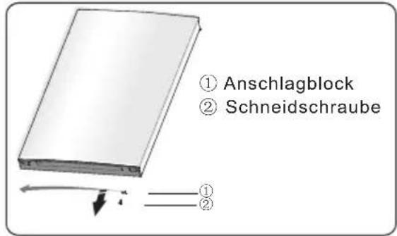 ① Anschlagblock ② Schneidschraube