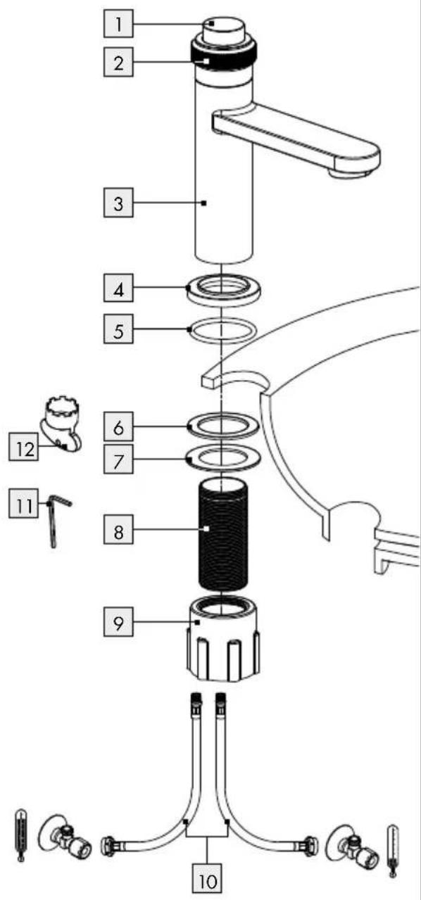 MIOMARE HG07027A - MITIGEUR DE LAVABO À BOUTON-POUSSOIR - 2