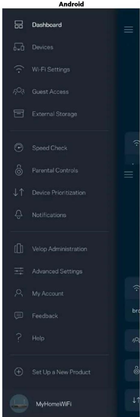 LINKSYS Hydra Pro 6 - Navigaciós menu - 2