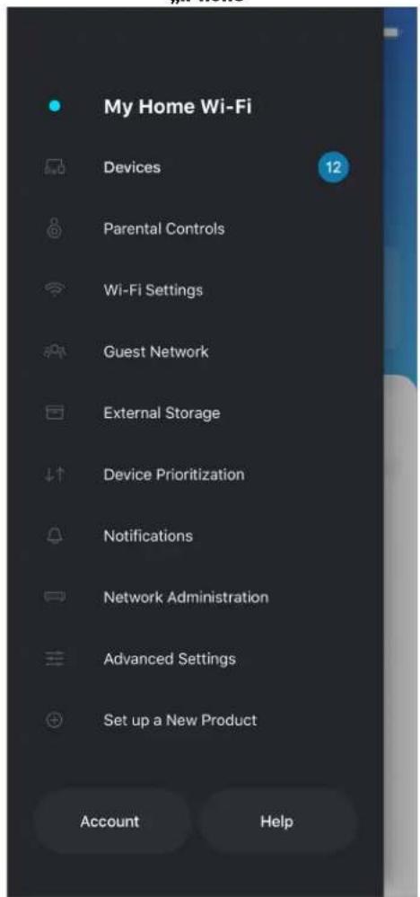 LINKSYS Hydra Pro 6 - Narsymo menui - 1