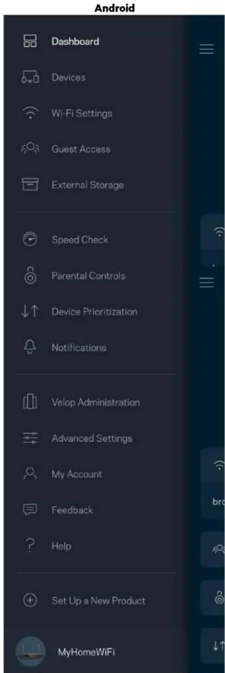 LINKSYS Hydra Pro 6 - Navigačné menu - 2