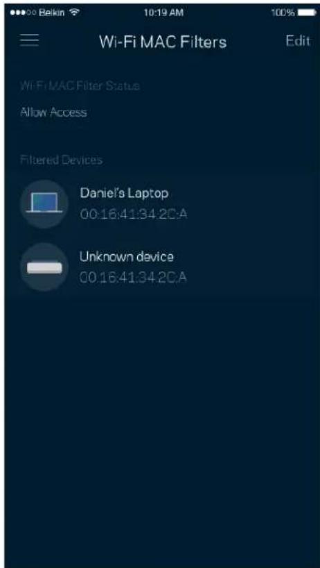 LINKSYS Hydra Pro 6 - Wi-Fi MAC Filtrleri - 1