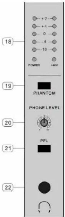 18 POWER +4V 19 PHANTOM PHONE LEVEL 20 PFL 21 22