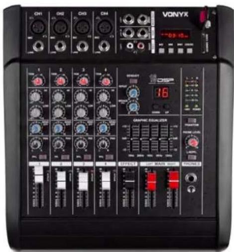 VONYX CH1 CH2 CH3 CH4 -03-15... OUTPUT 16 GRAPHIC ESTUALizer PARAMETER ONION LEVEL EFFECT ON BATH INPUT PHONES