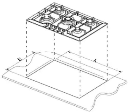 Foster 7208 032 - Installatie op de steunstructuur (werkblad) van een traditionele inbouw-kookplaat (rand 8 mm, rand Q4, halfaansluitende rand) - 2