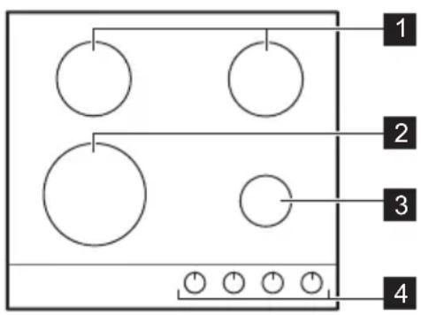 ELECTROLUX EGS6648NOX - Disposizione della superficie di cottura - 1