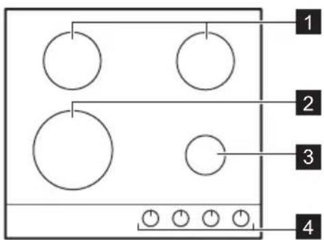 ELECTROLUX EGS6648NOX - Cooking surface layout - 1