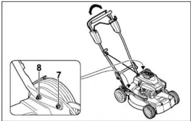 STIHL RM 4 RT - Duwstang omhoog klappen en afstellen - 3