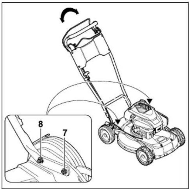 STIHL RM 4 RTP - Duwstang omhoog klappen en afstellen - 3