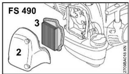 STIHL FS 410 CEM - Sostituzione del filtro aria - 4