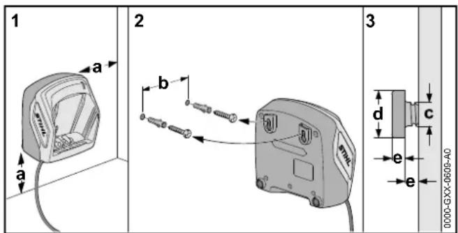 STIHL FSA 57 SET - Fixation du chargeur au mur - 1