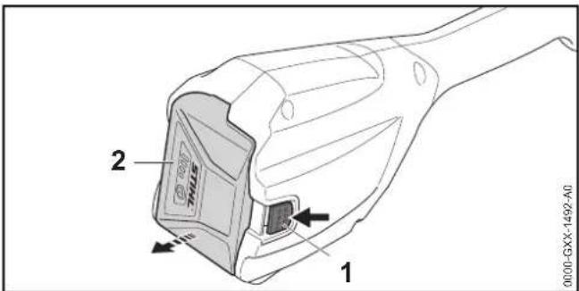 STIHL FSA 57 SET - Extraction de la batterie - 1