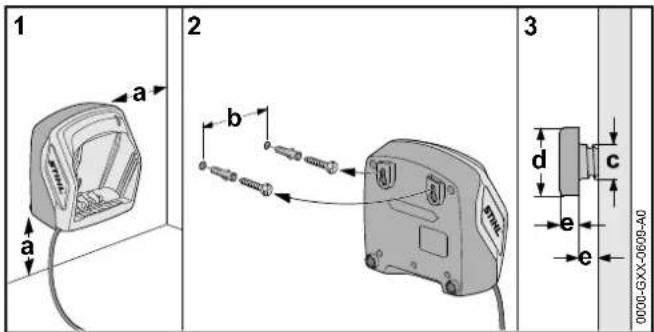 STIHL FSA 57 SET - Mounting the Charger on a Wall - 1