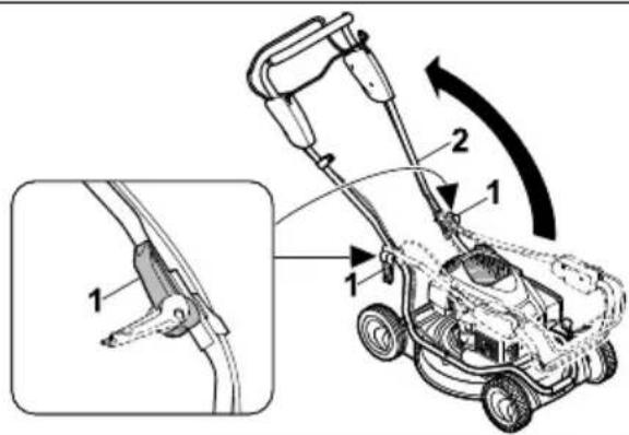 STIHL RM 2 RT - Työntöaisan auki taittaminen - 1