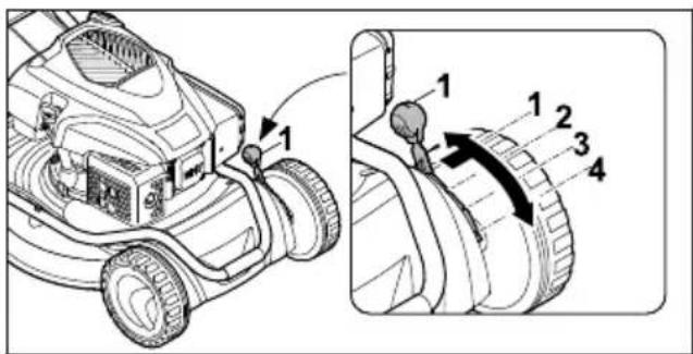 STIHL RM 2 RT - Leikkuukorkeuden saataminen edessa - 1