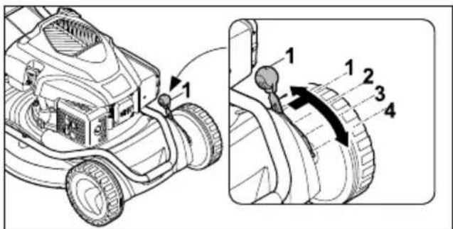 STIHL RM 2 RT - Schnitthöhe vorne einstellen - 1