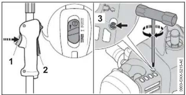 STIHL FS 235 R - Impostazione del tirante gas - 1