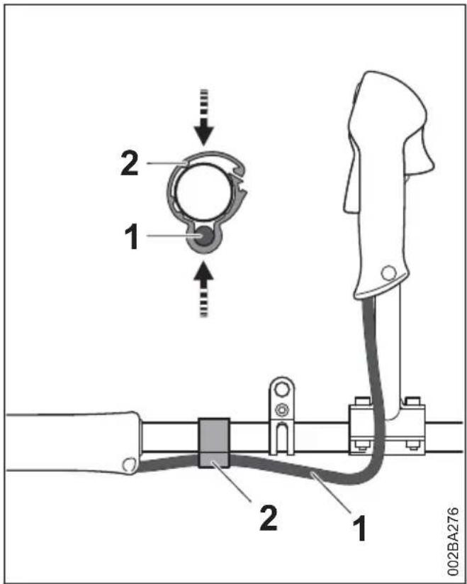 STIHL FS 56 R - Fixation du cable de l'accelérateur - 1