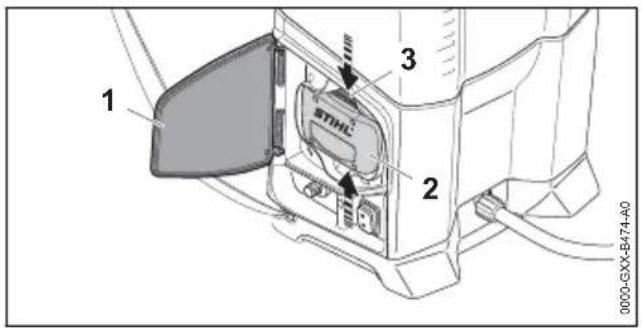 STIHL SGA 85 - Extraction de la batterie - 1