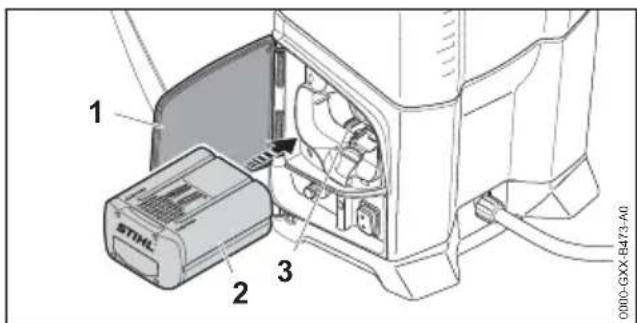 STIHL SGA 85 - Mise en place de la batterie - 1